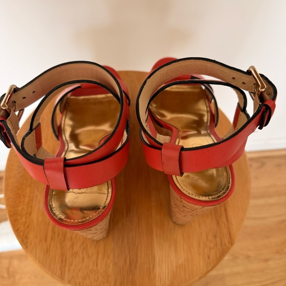 COACH Leather Chic Red Wedge Sandals - Picture 5 of 9